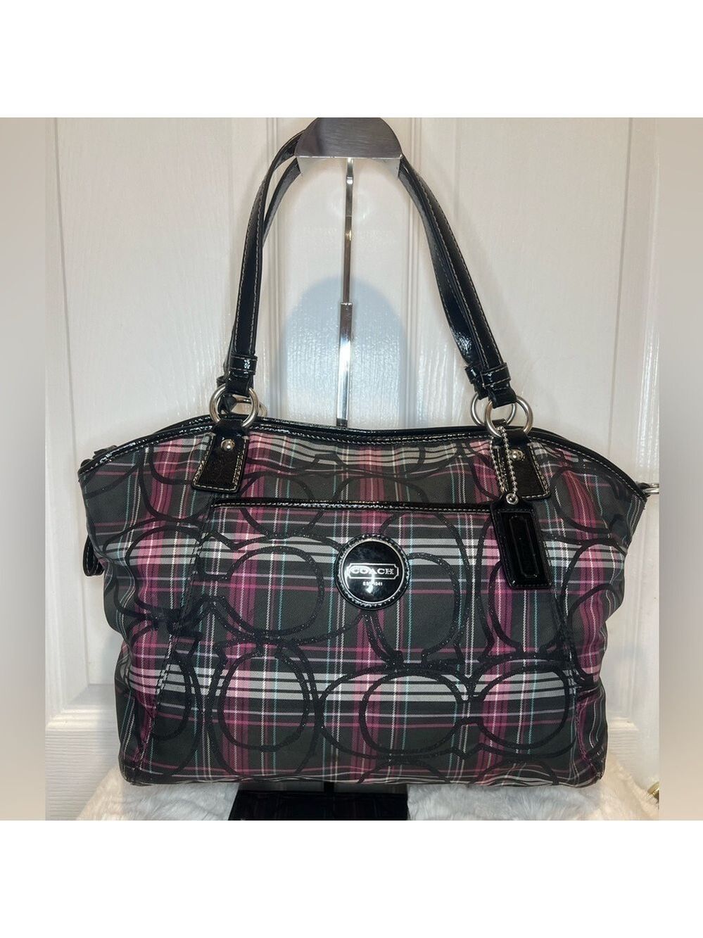 COACH PLAID TARTAN FUSHIA BAG
